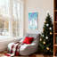 Ours polaires de Noël décorent un arbre de Noël avec des cadeaux, ensemble de 3 impressions sur toile-1477367484