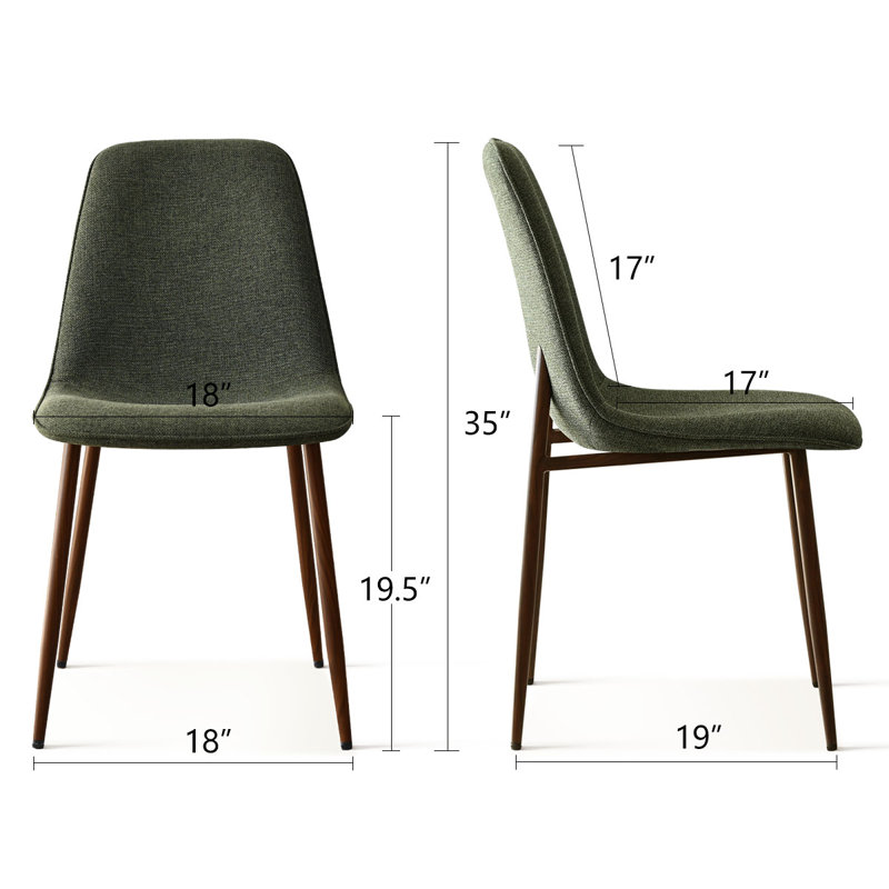 Jozwiak Upholstered Side Chair with Metal Legs, Green