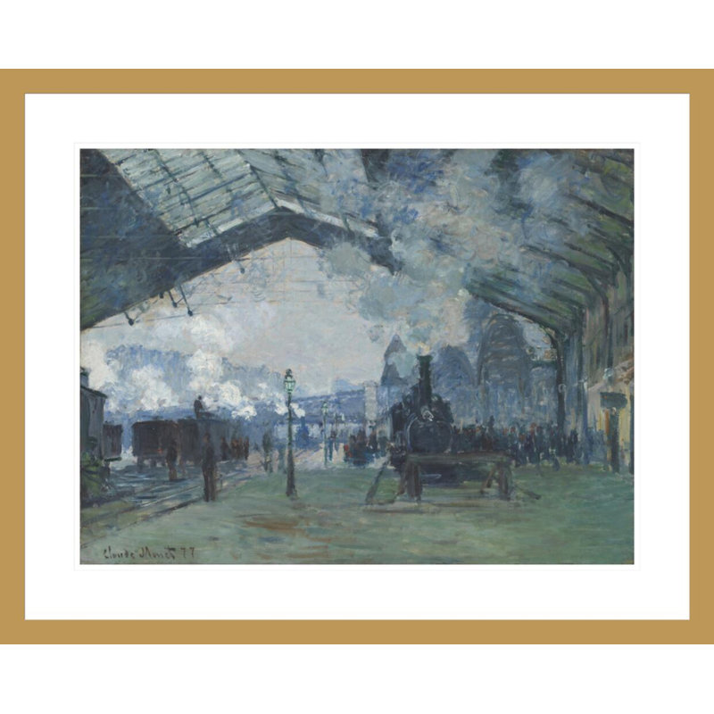 L'arrivée du train de normandie à la gare Saint-Lazare par Claude Monet, impression giclée encadrée, H 23,5 po x l 29,16 po