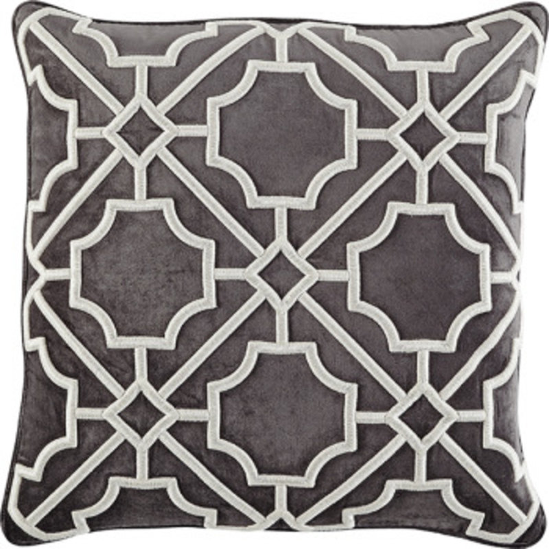 Square Pillow Cover & Insert, Charcoal/Cream
