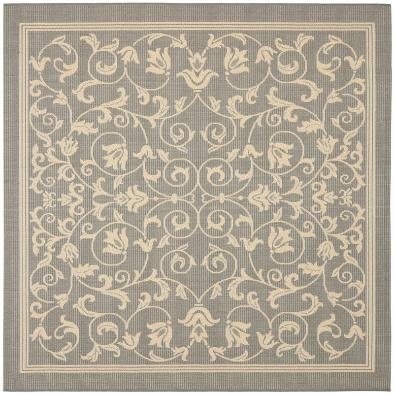 Galena Performance Floral Indoor/Outdoor Area Rug, Square 6'7"