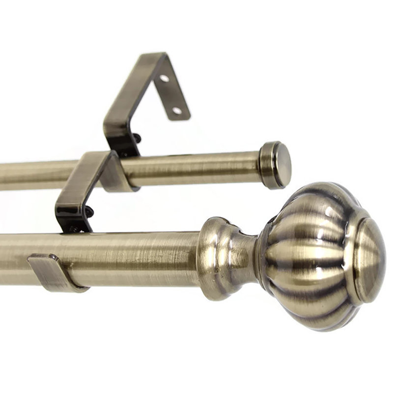 Tringle à rideaux double Braddy, Blanc, H 1 po x l 120 po x P 1 po