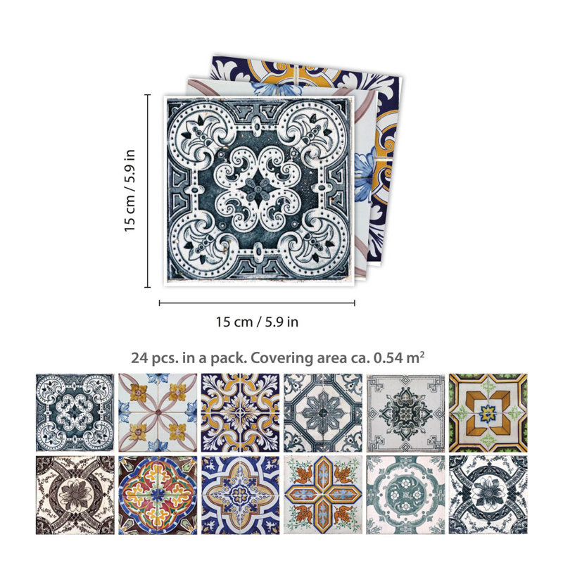 5.91'' W x 5.91'' L PVC Peel and Stick Field Tile