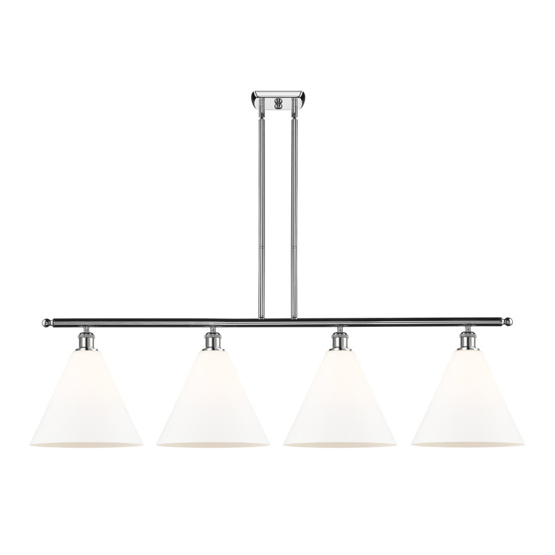 Luminaire suspendu linéaire à 4 lumières pour îlot de cuisine Allan-John, Blanc mat, H 47,25 po x l 50,25 po x P 12 po