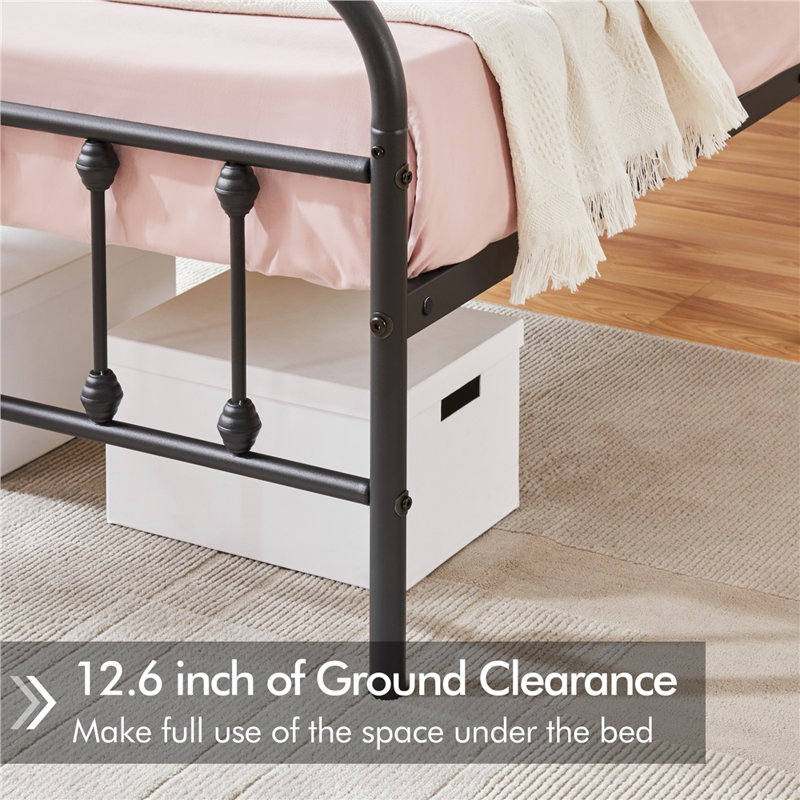 Black Metal California King Bed Frame with High Headboard