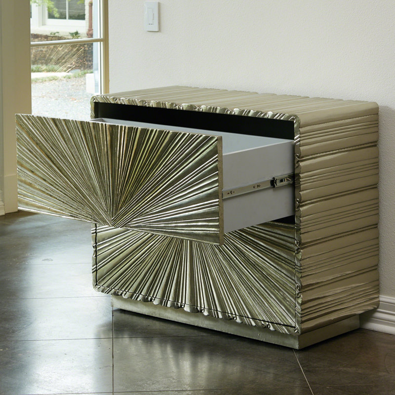 Linenfold Two-Drawer Chest, Silver