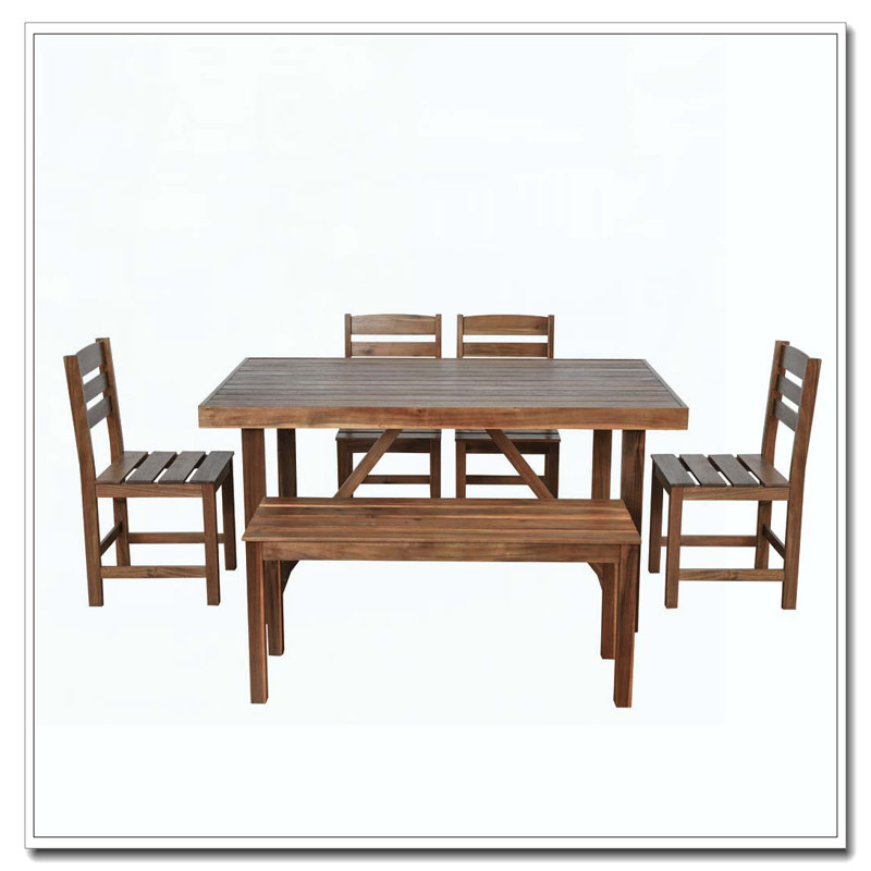 Ensemble de table et chaises d'extérieur en bois d'acacia de haute qualité, Brun