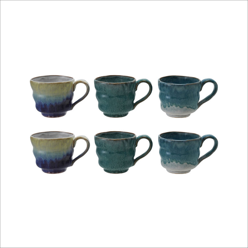6-Piece Stoneware Mug With Reactive Glaze