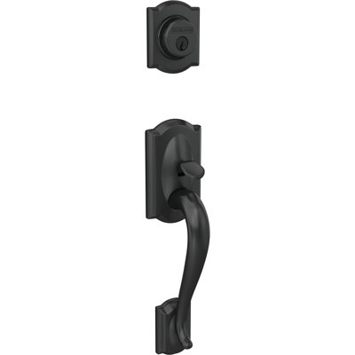 Camelot Exterior Portion Handleset with Single Cylinder Deadbolt Deadbolt