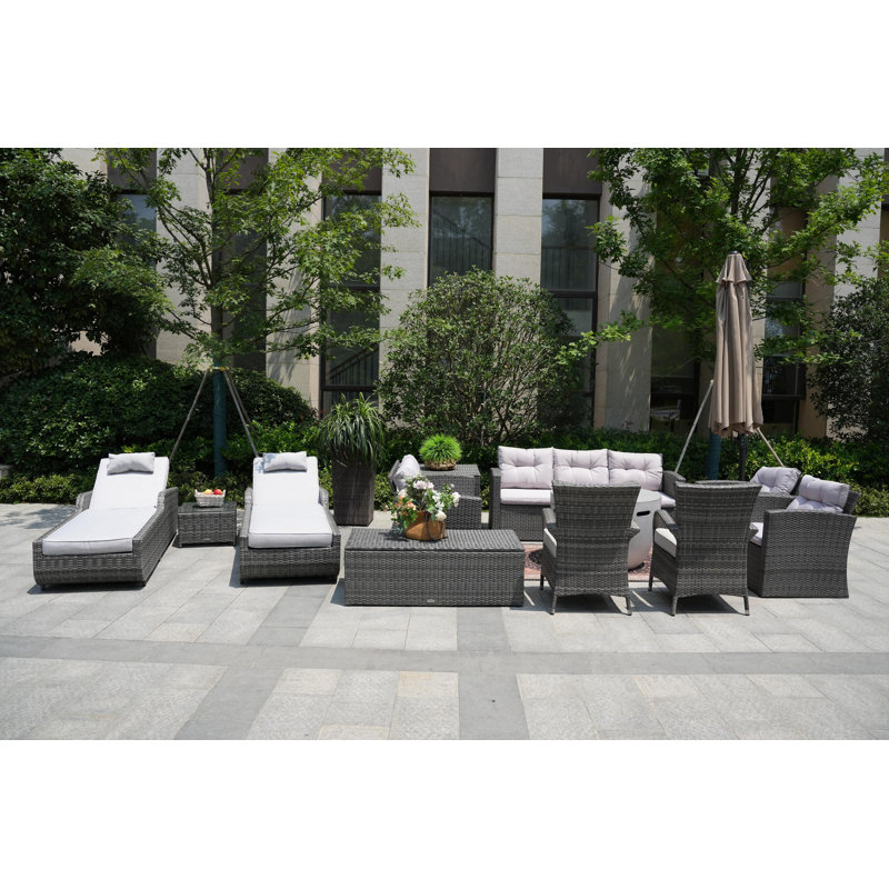 Almanza 11 - Person Patio Conversation Set with Cushions
