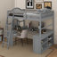 Lit mezzanine double en bois avec bureau-1262414555