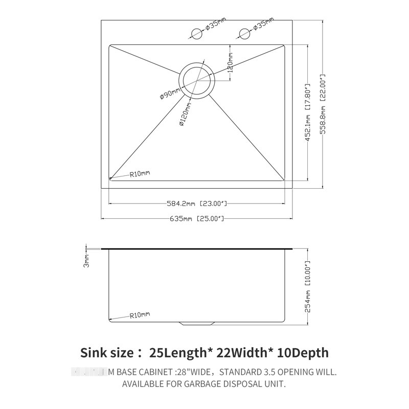 Gunmetal Black Kitchen Sink 25X22 - 16 Gauge Stainless Steel And A Beautiful Appearance Inch With Nano Surface Technology
