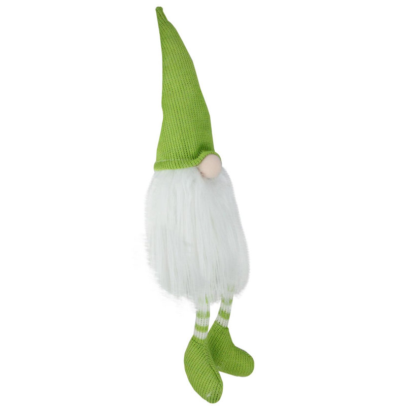 Figurine de gnome à ressorts 16 po, Blanc / Vert