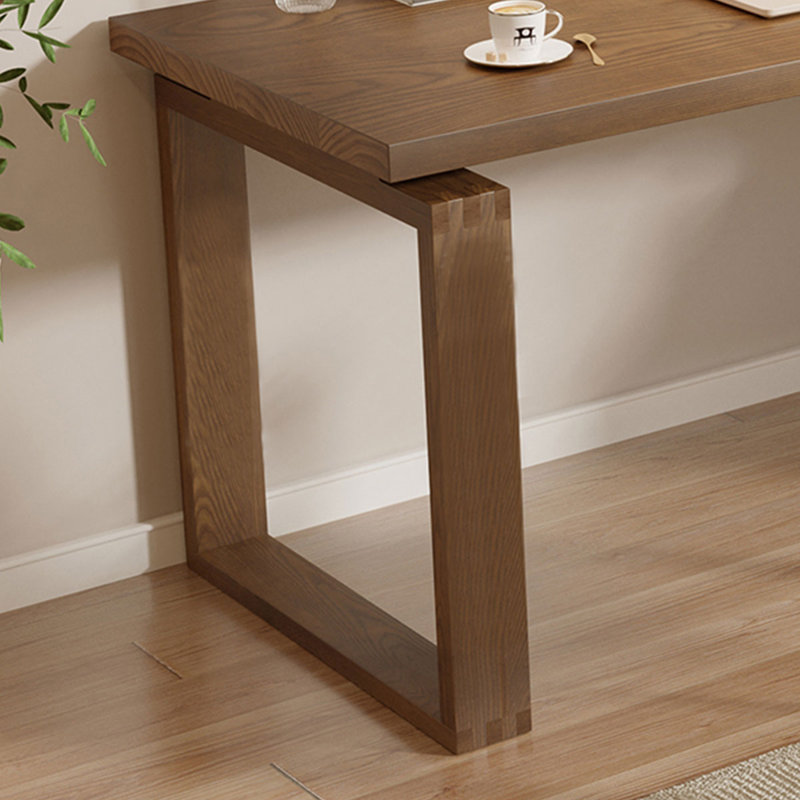Bureau brun en bois massif en forme de L, H 29,53 po x l 70,87 po x P 23,62 po