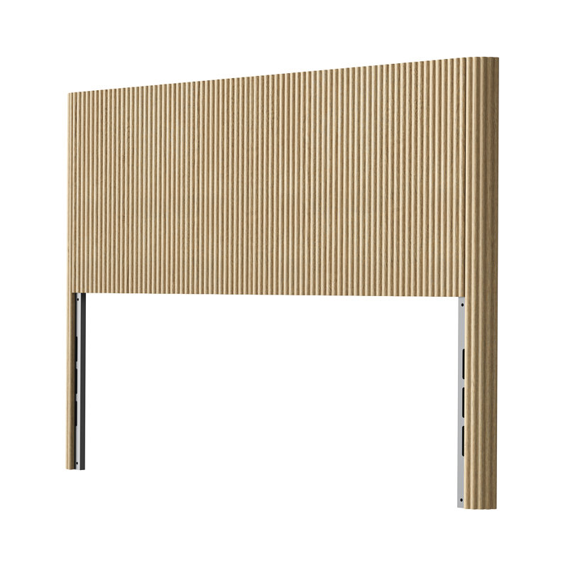 Modern Wooden Headboard With Arched Corrugated,Fits Queen Size Beds, Vertical Grain Design, Farmhouse & Vintage Style, Easy Assembly, Oak