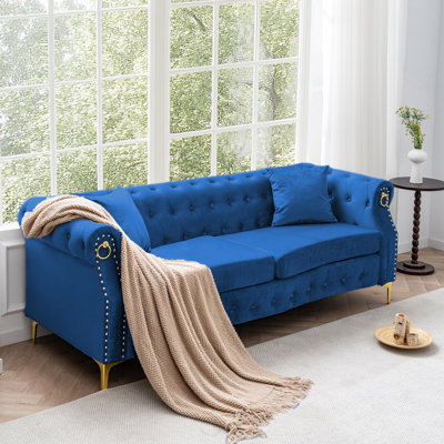  83.5" Velvet Chesterfield Tufted Sofa