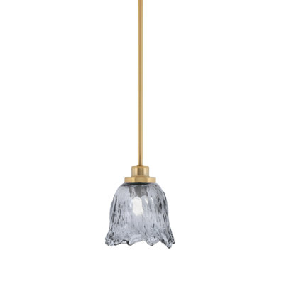 Pendentif Alirra Mini, noir mat, verre lave fumé de 18 cm