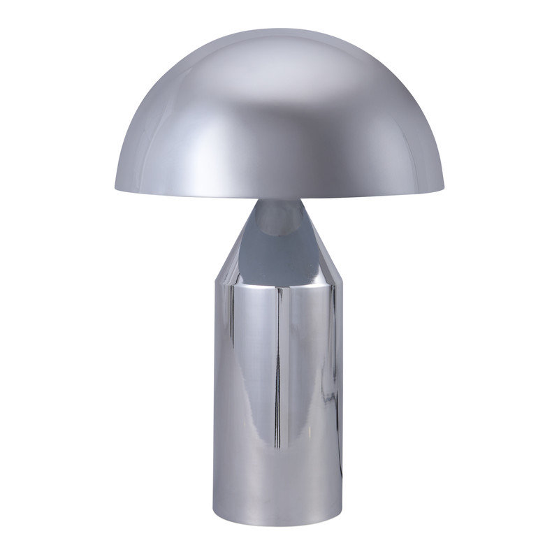 Venus 14 In. Dimmable LED Modern Dome Shade Table Lamp in Silver Chrome Finish, Silver