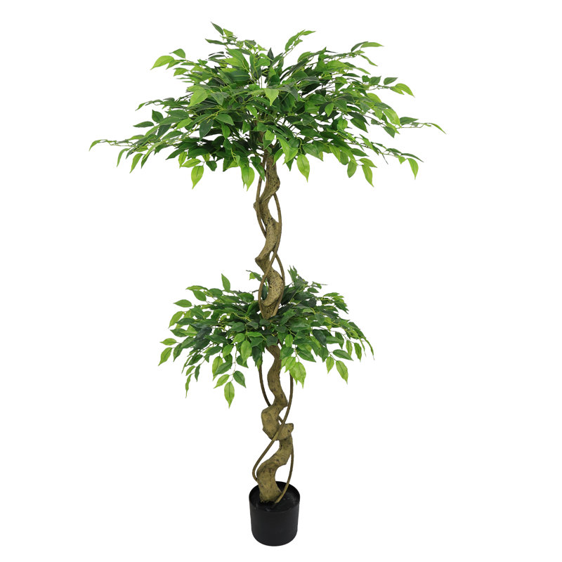 Ficus artificiel 5,2 pi avec pot pour la maison et le bureau, H 63 po x l 29,53 po