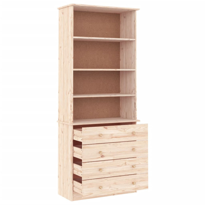 Beneccio 186.5cm H x 77cm W Solid Wood Standard Bookcase, Brown