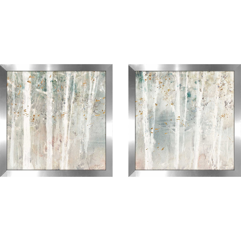 A Woodland Walk II - ensemble de 2 reproductions d'art sur papier encadré, H 16,5 po x l 33 po, Pas de tapis