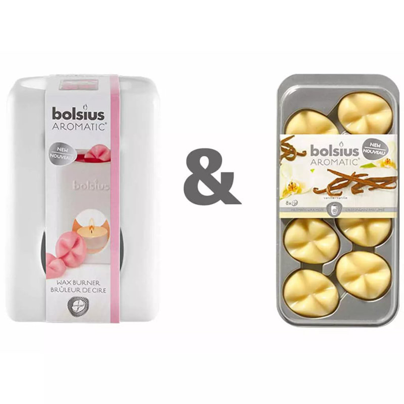 Bolsius Wax Burner Set with Aromatic Wax Melts Vanilla