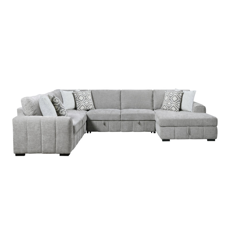 Canapé modulaire 4 pièces avec lit escamotable, Gris