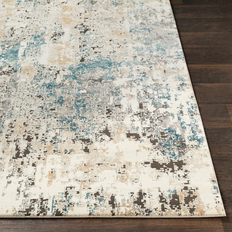 Tapis beige à motif abstrait Aleksander, Rectangle 6 pi 7 po x 9 pi 6 po