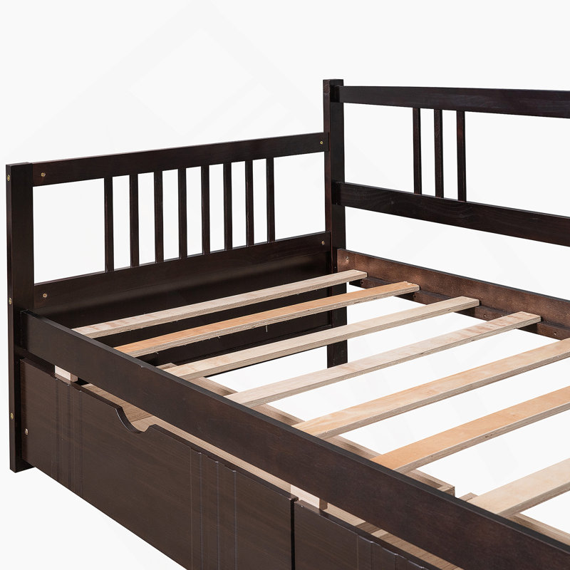 Daybed Wood Bed with Two Drawers, Twin, Espresso