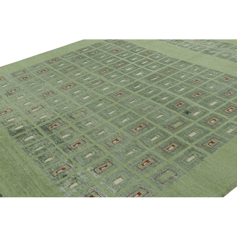 Art Deco Handmade Kilim Wool Geometric Area Rug, Rectangle 10' x 14'