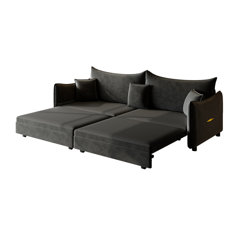 Très grand lit gigogne escamotable avec 3 coussins, Noir