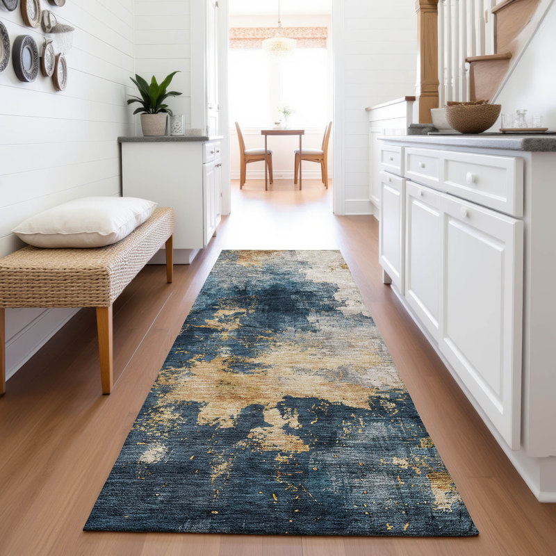 Premium Machine Washable Dahl AMF1072 Abstract Rug, Runner 2'3" x 7'6"