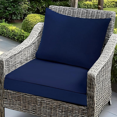 Ensemble de coussins de chaise d'extérieur - Mobilier de patio imperméable et résistant à la décoloration avec housse amovible Coussin d'assise et de dossier profond avec attaches de remplacement pour canapé d'extérieur Sunbrella