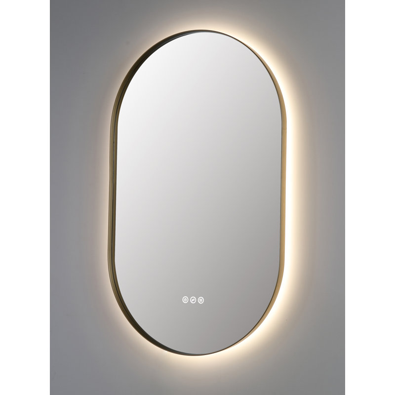 Shell LED Mirror, 35.43" x 21.65", Gold, Oval