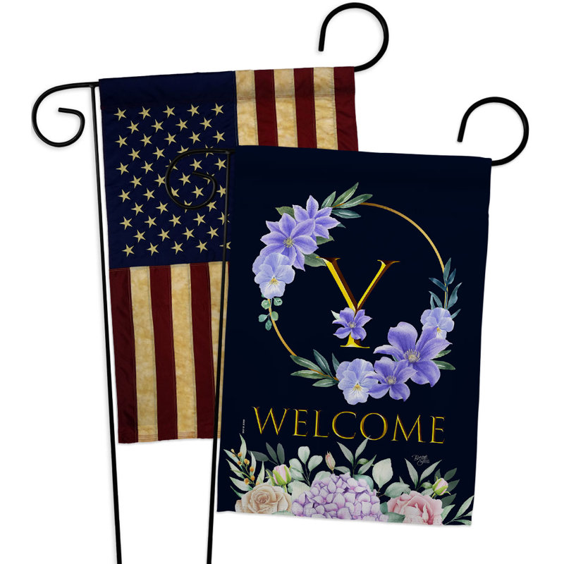 P Drapeau de jardin en polyester 18 po x 13 po, Y