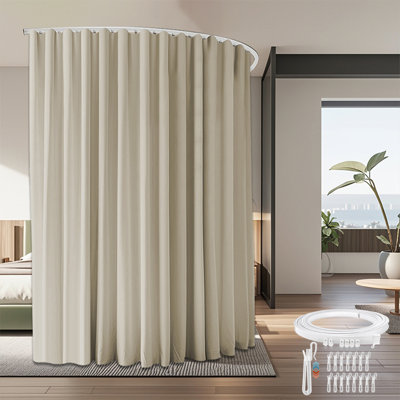 Room Divider Ceiling Mounted Curtains Track Sets Extra Wide Blackout Curtain Flexible Tracks for Bedroom Privacy Partition Separator 1 Panel Gray