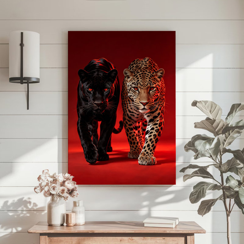 Impression sur toile encadrée, panthère et léopard