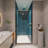 1 3/8" Adjustment,Universal Pivot Shower Door, Open Outside, With 1/4" Tempered Glass And Matted Black Finish-124947423