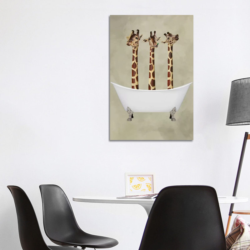 Giraffes In Bathtub by Coco De Paris - Wrapped Canvas Print, No Frame, 101.6 cm H x 66.04 cm W x 1.91 cm D