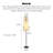 Mid-century style floor lamp with hardware structure, fabric and PVC elements