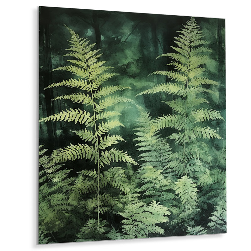 Vert fougère verte IV - décoration murale florale en métal, H 32 po x l 24 po x P 1 po