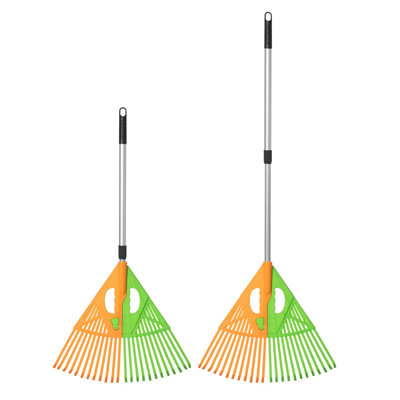 Gardenised Extendable Long-handle Leaf Grabber Rake Broom For Leaves Grass And Yard Debris Perfect For Routine Garden Cleanup And Daily Outdoor Maintenance