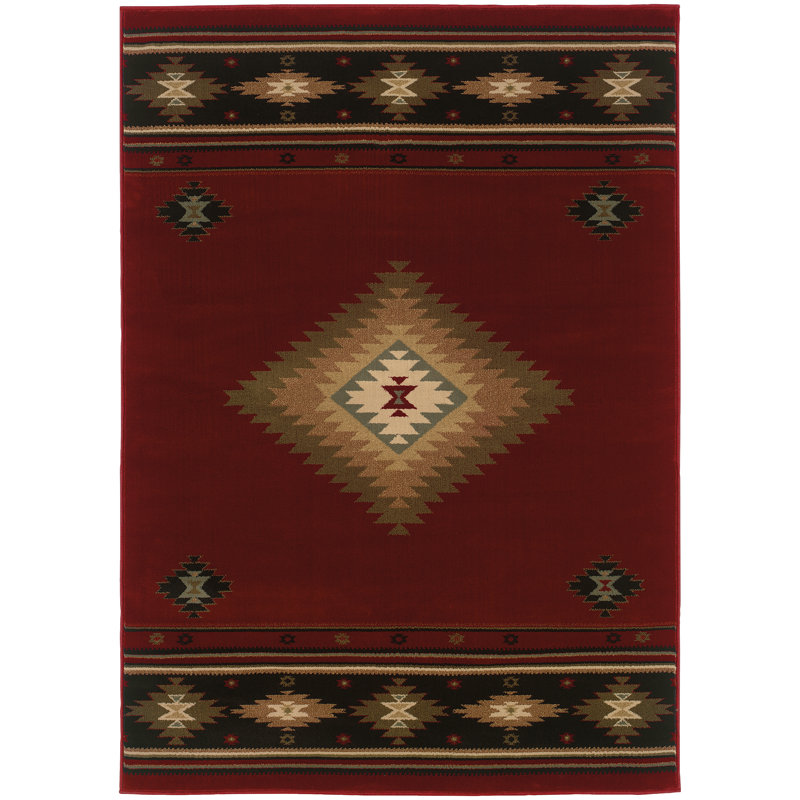 Tapis rouge / vert Appomattox Southwestern, Rectangle 10 pi x 13 pi