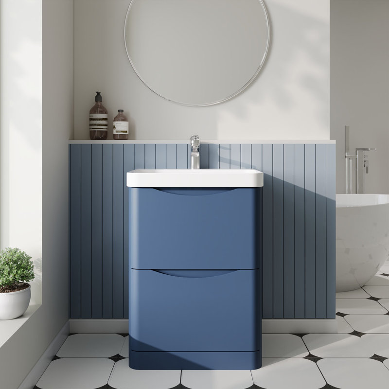 Lunar Bathroom Vanity, Satin Blue, 60.7 cm W