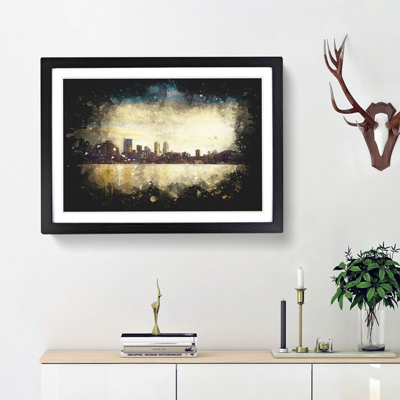 Reflection Of The Seattle Skyline - Picture Frame Graphic Art, 33cm H x 45cm W x 2cm D, Black Framed