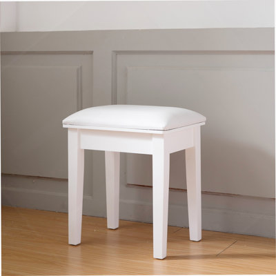 Vanity Stool Makeup Bench Dressing Stool with Cushion and Legs,White