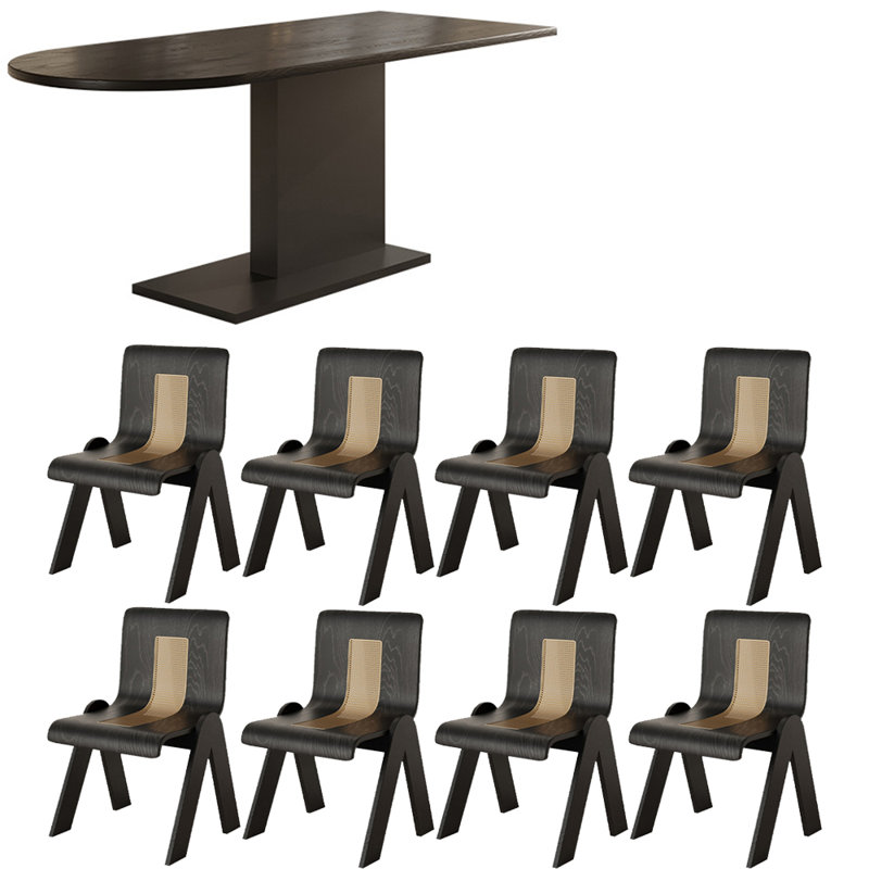 Ensemble de table à manger en bois massif de style français rétro., H 29,5 po x L 78,7 po x l 31,4 po