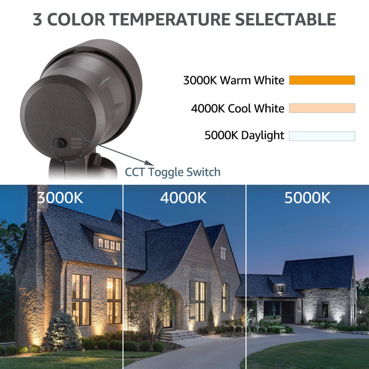 LEONLITE Low Voltage LED Landscape Spotlight, 3000K/4000K/5000K Selectable,  Bronze Wayfair