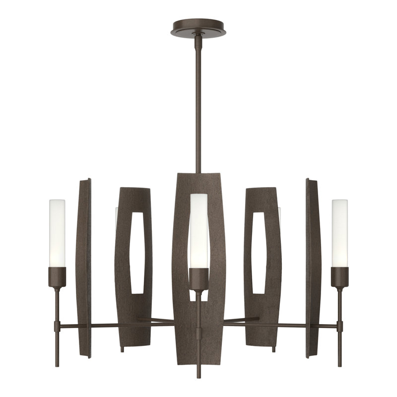 Passage 5 - Light Wagon Wheel Chandelier, Frosted Glass, Bronze