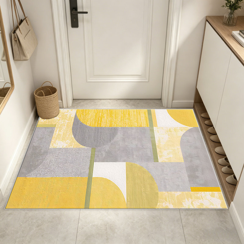 Warm Yellow Geometry carpet-easy to clean, machine-washable, soft and comfortable; suitable for door mats, kitchens, living rooms, bedrooms, corridors, and laundry areas. Easy to clean, durable carpet for home decoration.